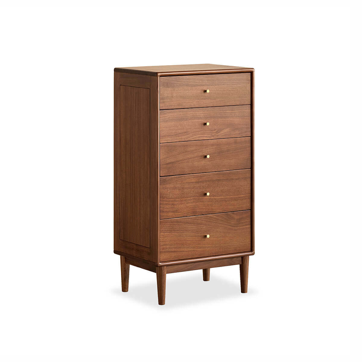 Linde Solid Walnut Tall 5 Drawer Chest