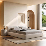 Lom upholstered bed frame in a contemporary bedroom