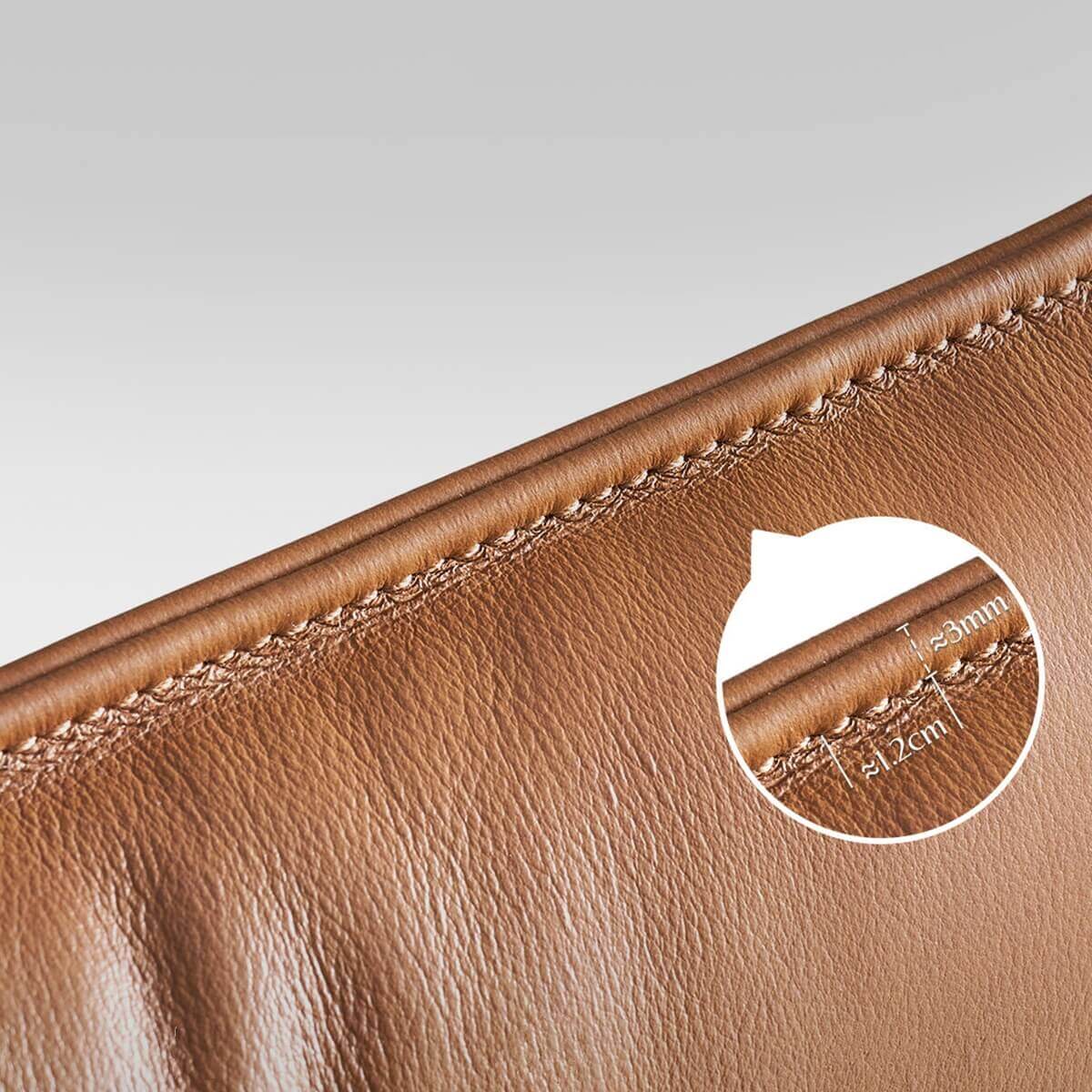 Premium European leather upholstery with refined stitching