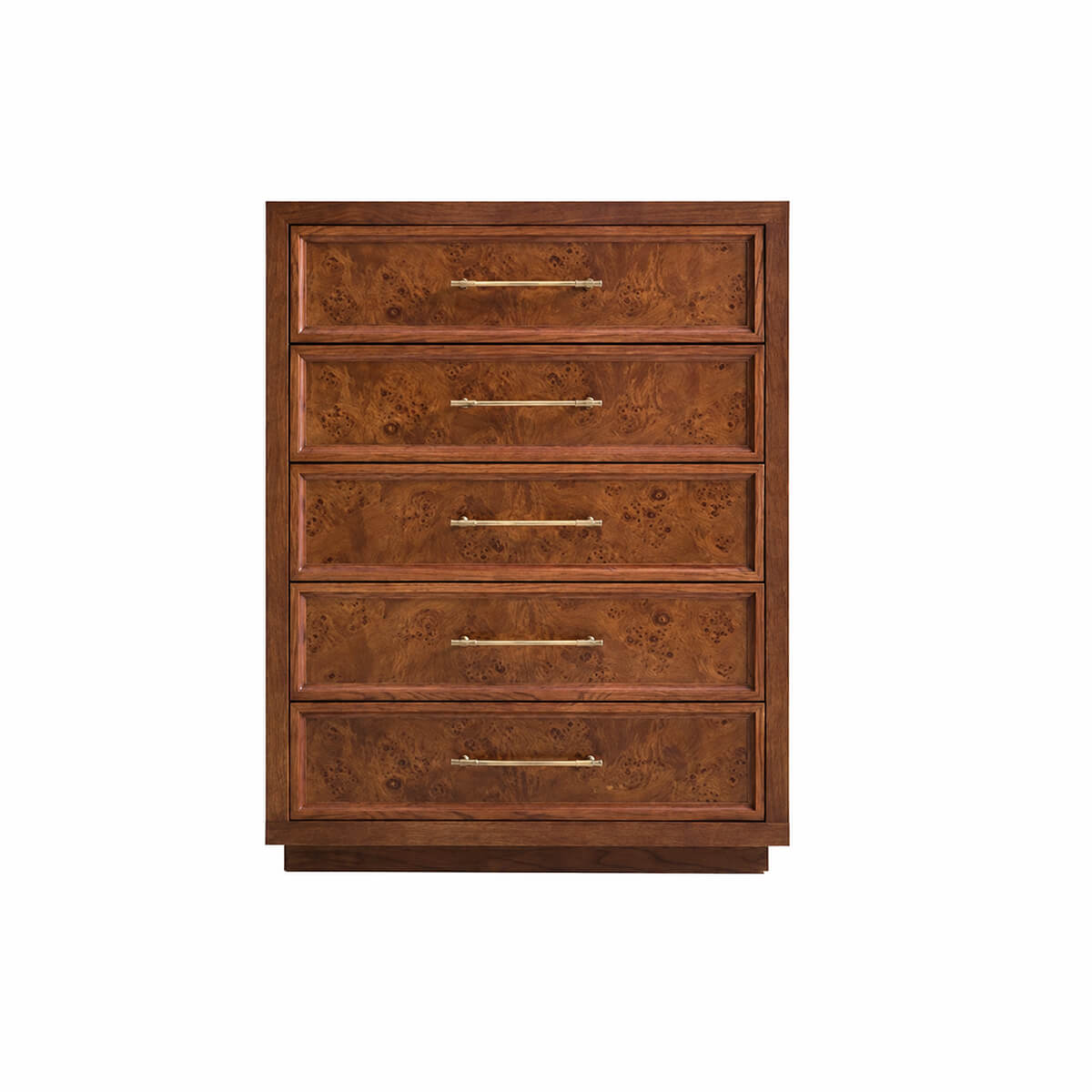 Louvre burl wood five-drawer chest of drawers