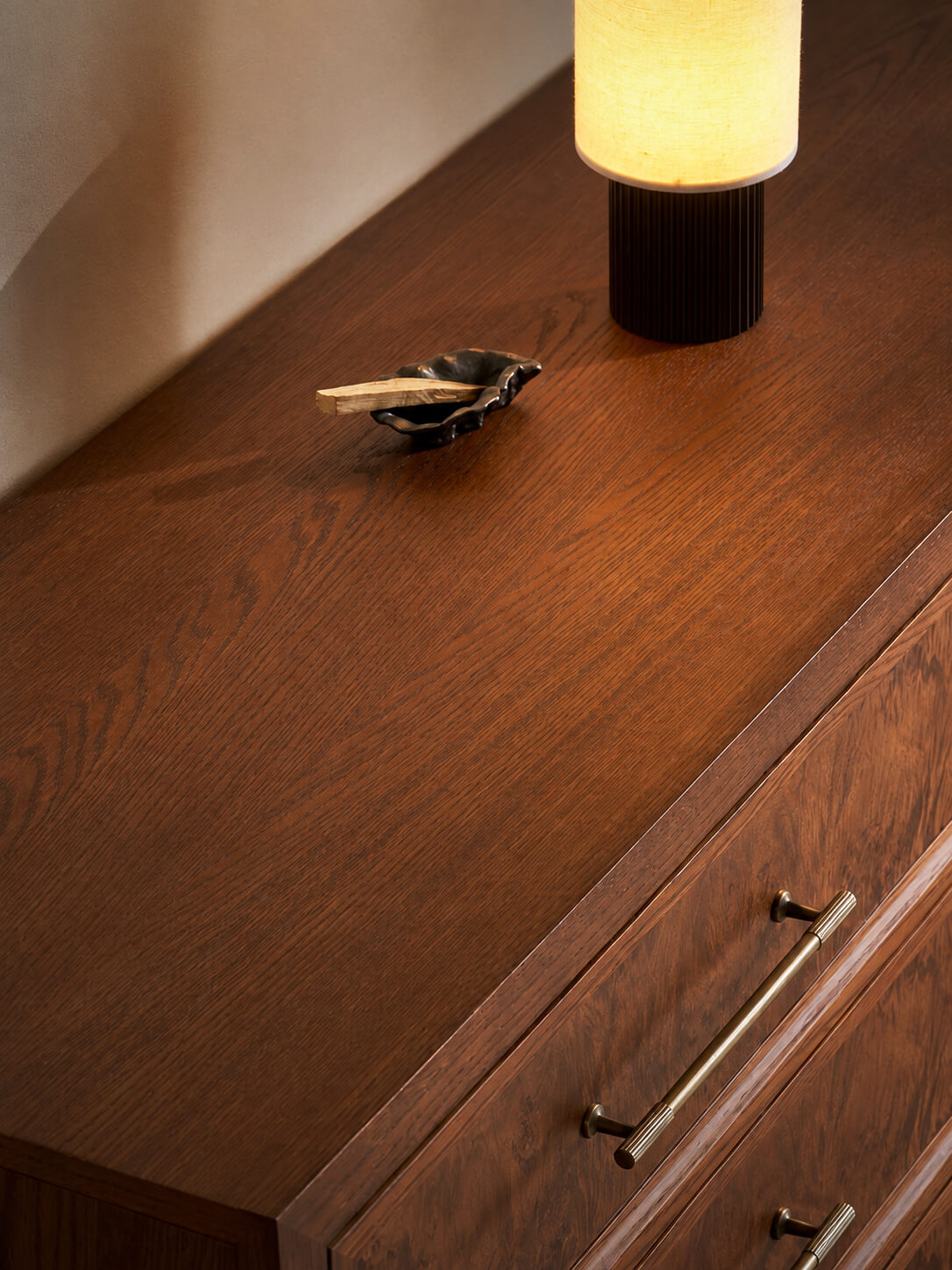 Louvre burl wood chest of drawers with natural wood top