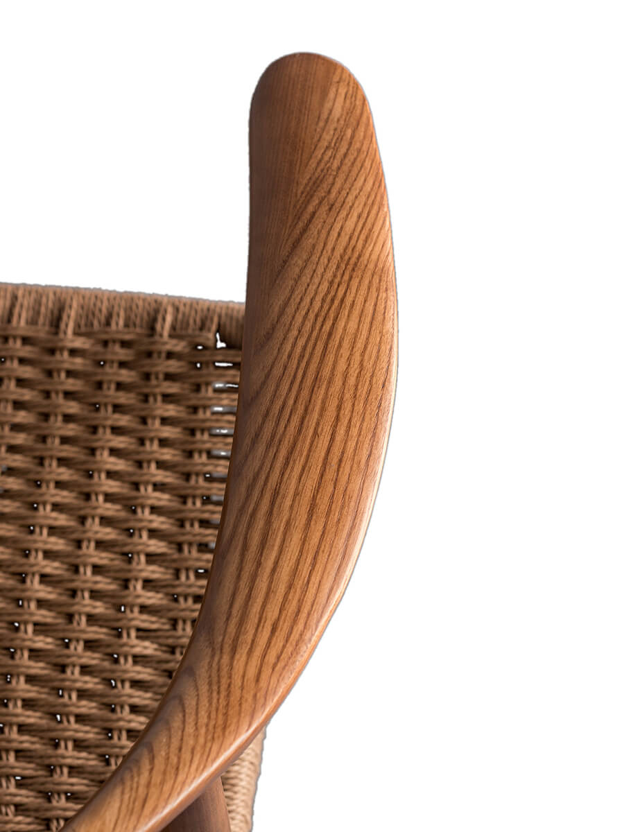 Natural ash wood grain detail on Lund Scandinavian dining chair