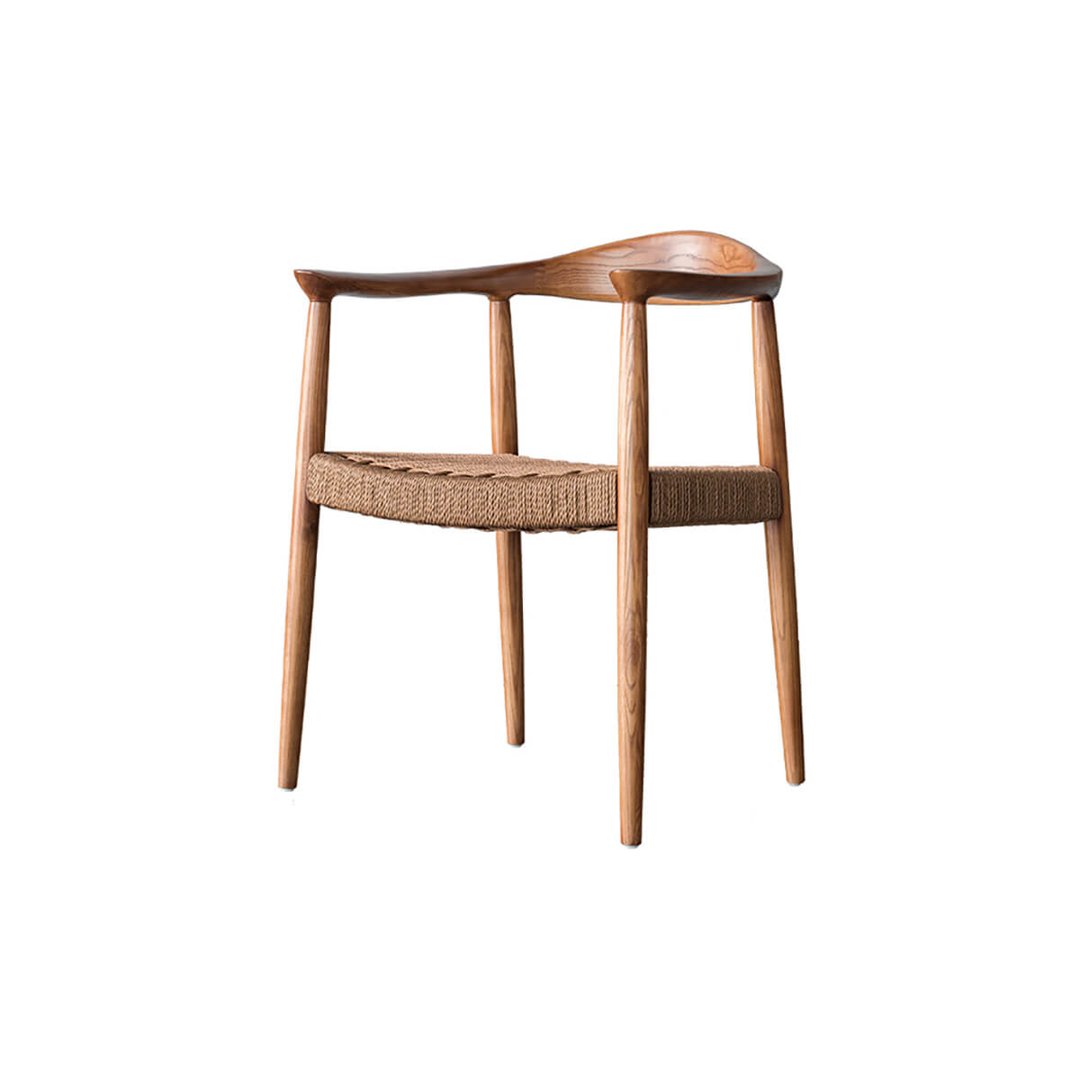 Lund Scandinavian dining chair with woven cord seat in walnut finish