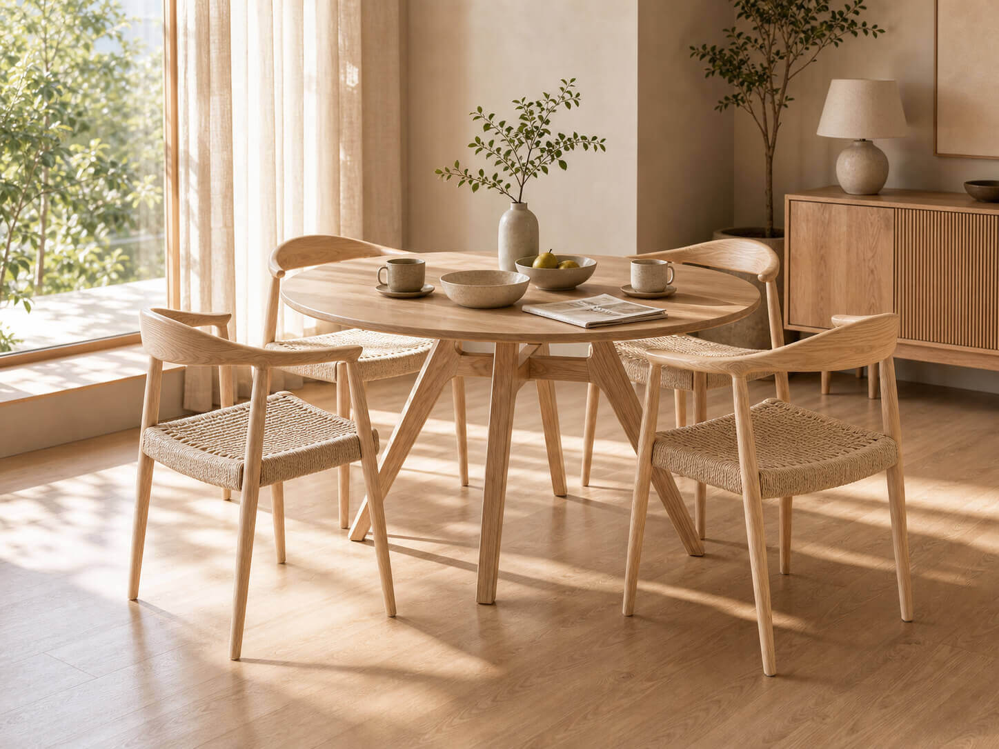 Lund Scandinavian dining chairs styled in a contemporary dining room