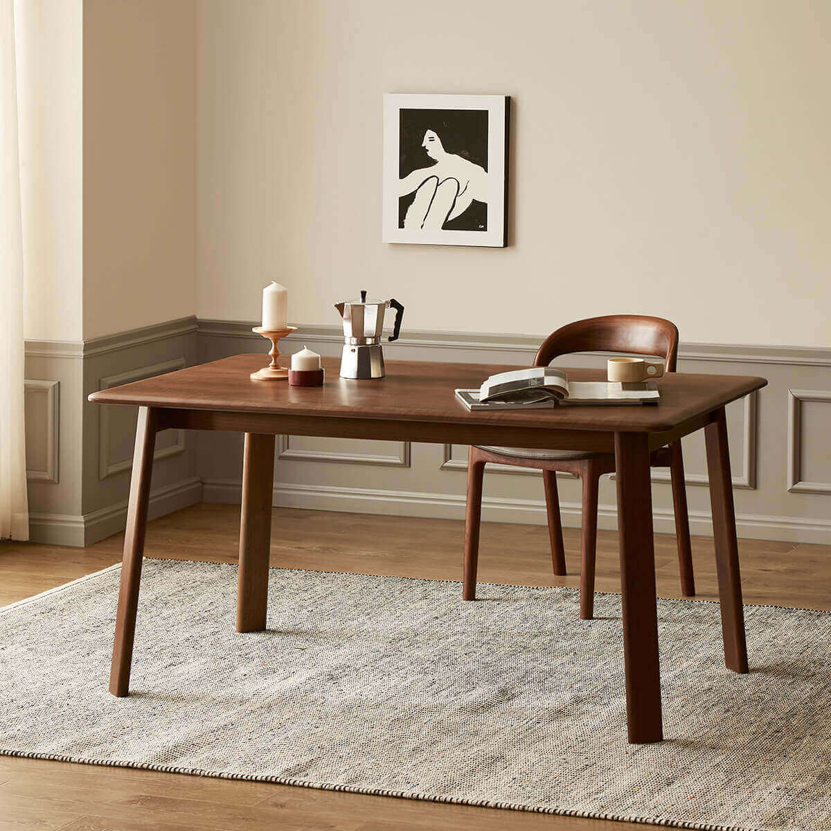 Malibu Solid Walnut Dining Table in Modern Dining Room