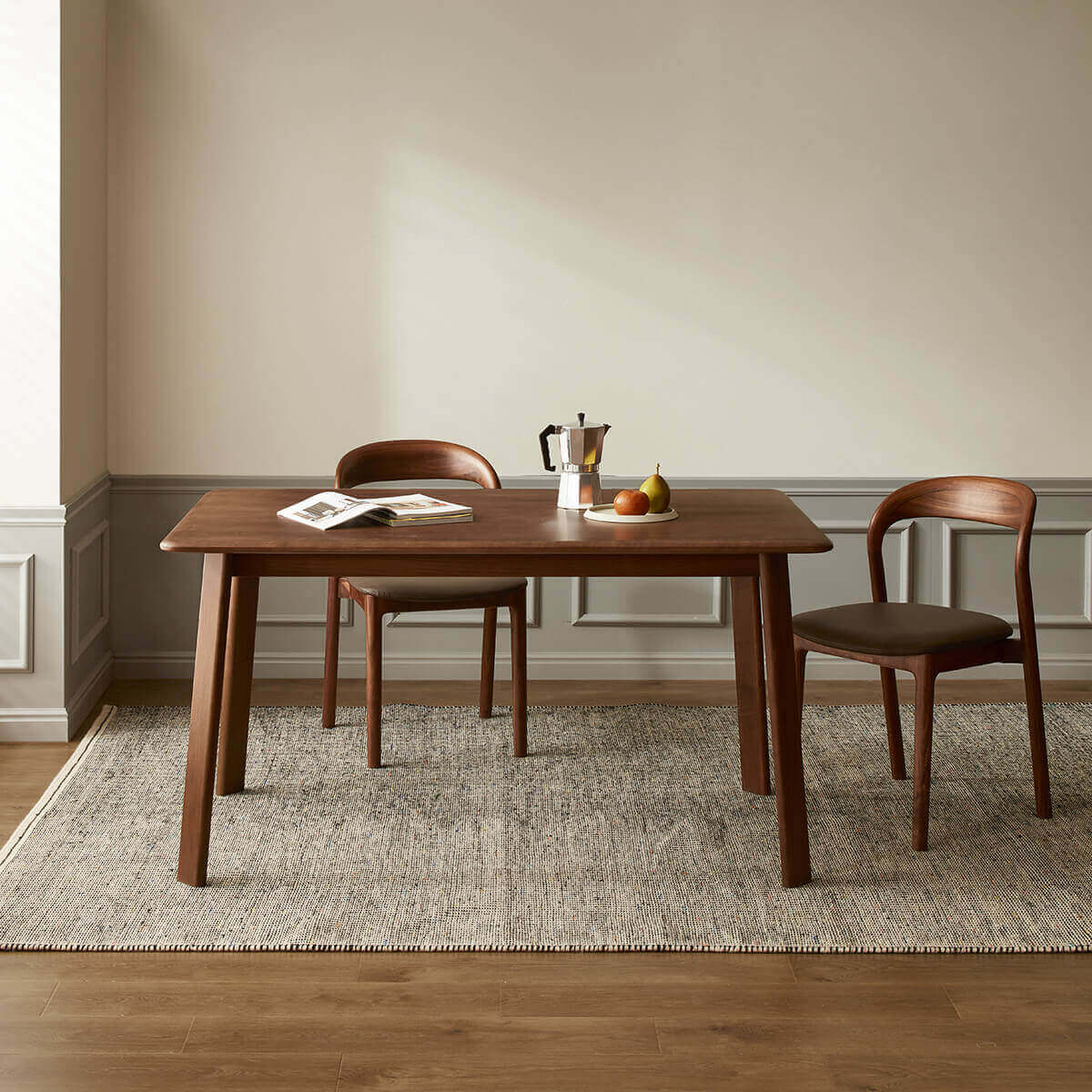 Malibu Solid Walnut Dining Table with Matching Dining Chairs