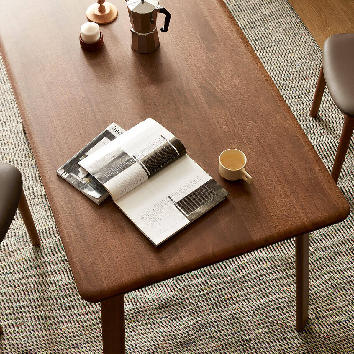 Top View of Malibu Solid Walnut Dining Table