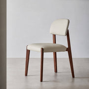 Malo solid black walnut dining chair with top-grain leather upholstery
