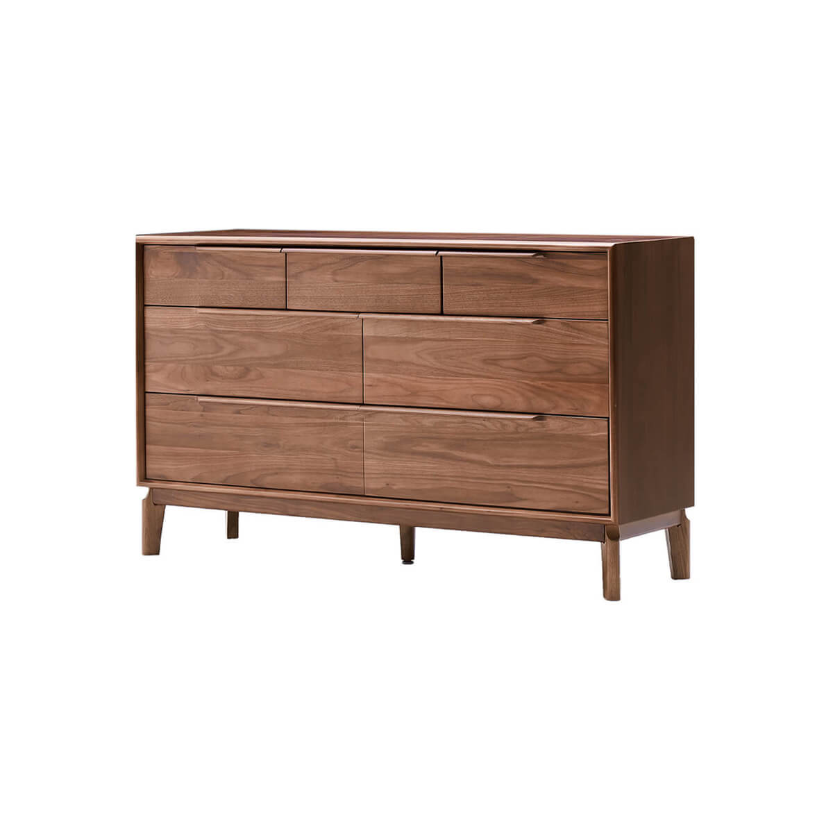 Marcks solid walnut chest of drawers angled view