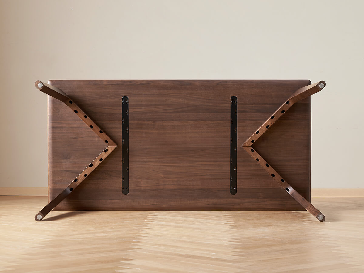 Marcks Solid Walnut Dining Table underside and leg construction