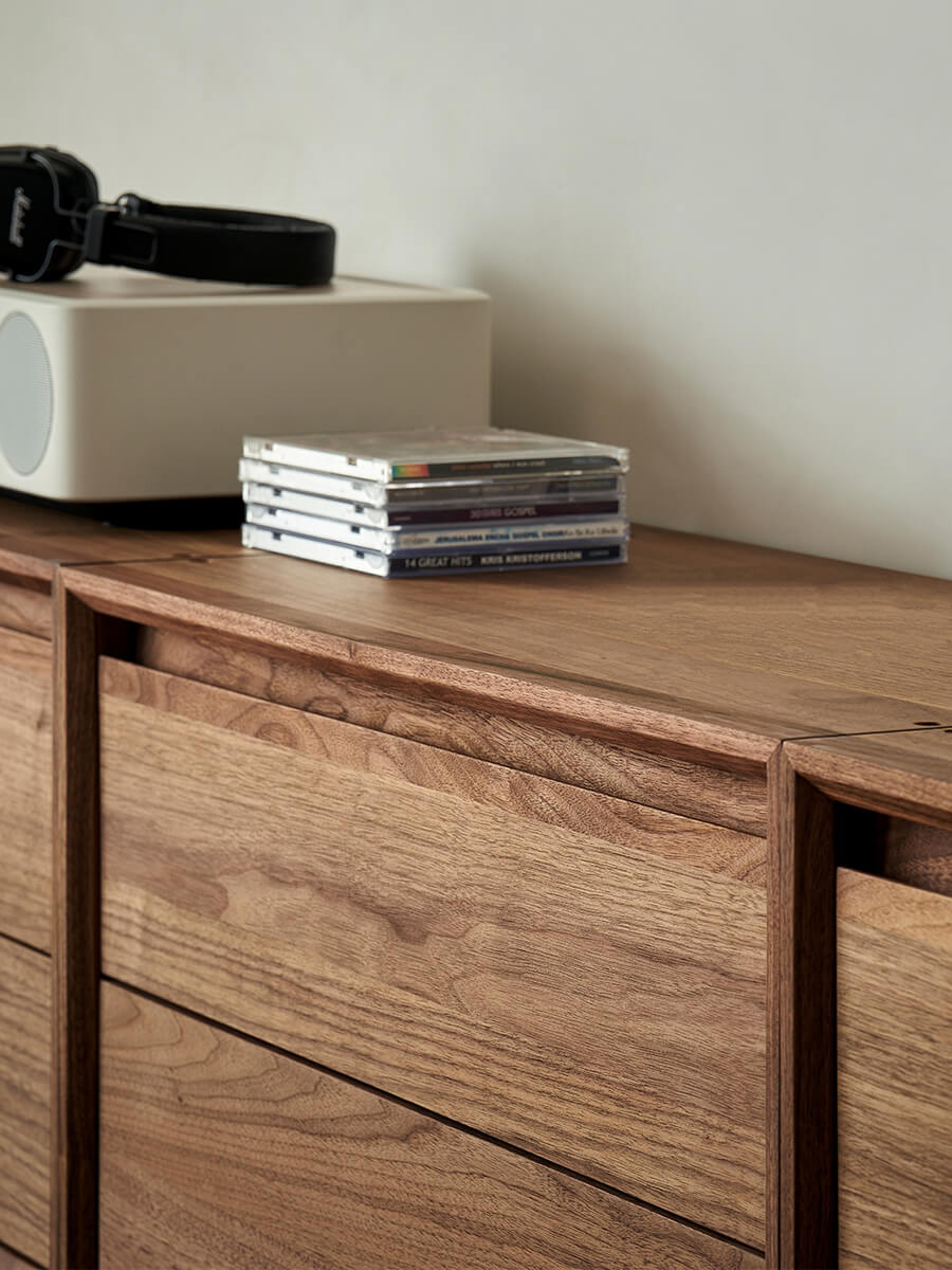 Soft-close drawer detail of the Maury Modular Storage Cabinet