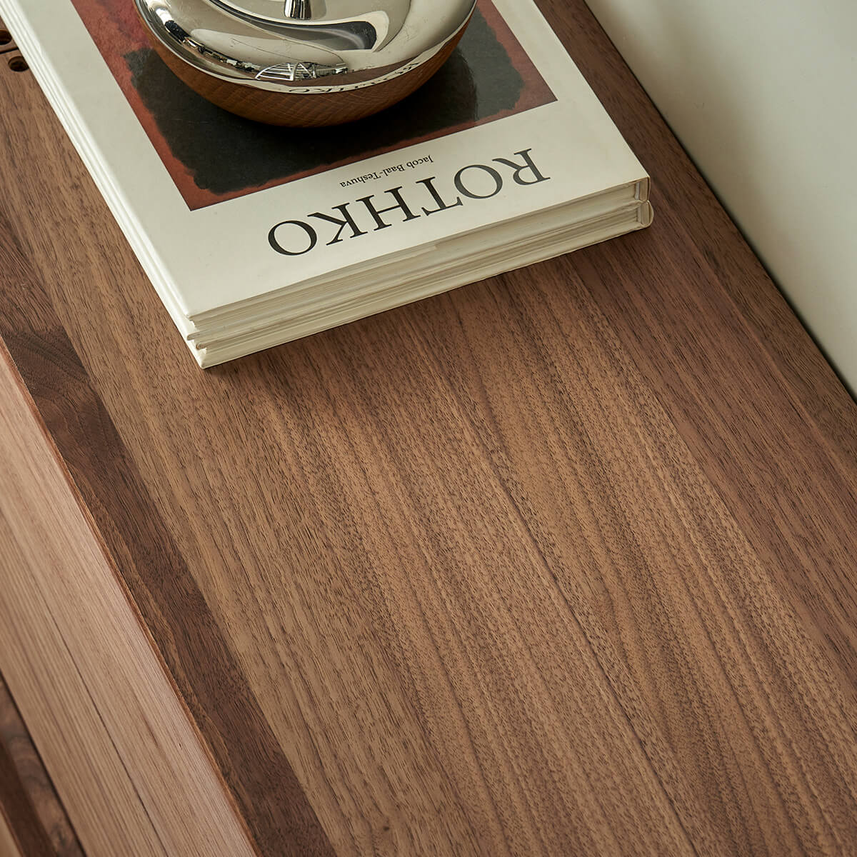 Walnut veneer finish on the Maury Modular Storage Cabinet