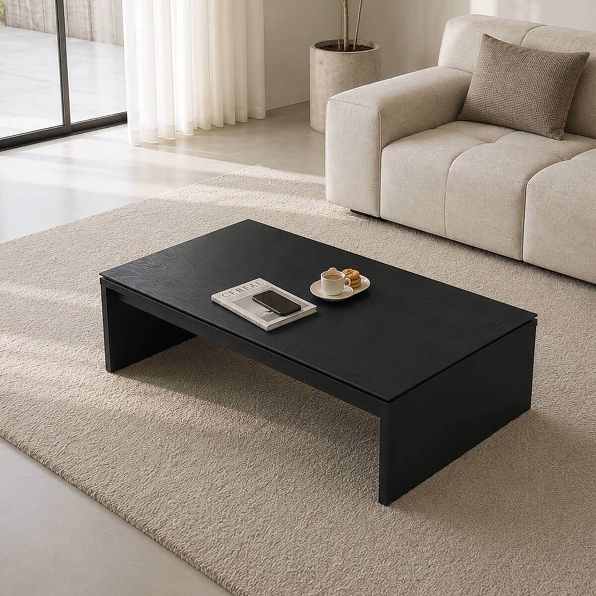 Mega Black Coffee Table in Modern Living Room