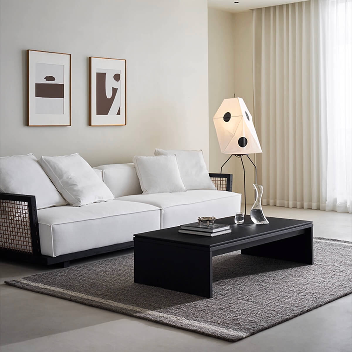 Mega Black Coffee Table Styling in Contemporary Living Room