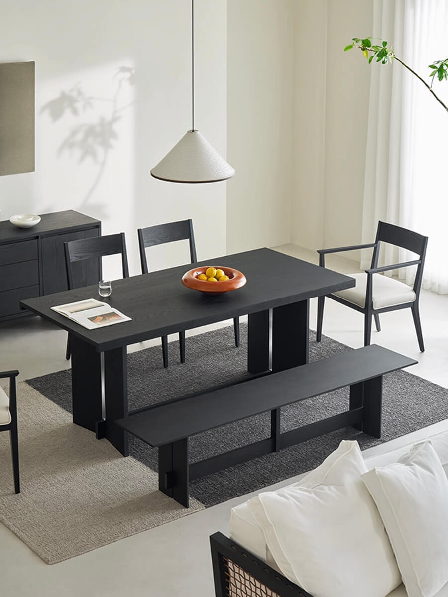 Noir Dining Table styled in a contemporary dining room