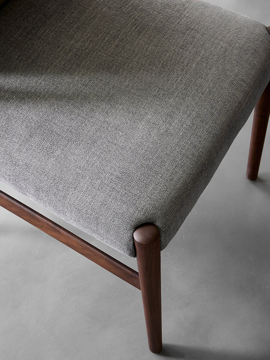 Close-up fabric texture detail of Nora dining chair seat