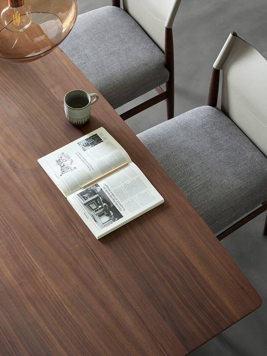 Nora dining table chamfered tabletop edge detail