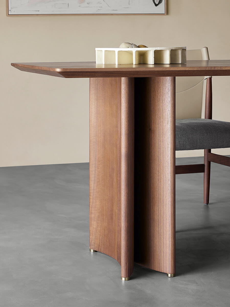 Nora dining table sculptural pedestal base detail
