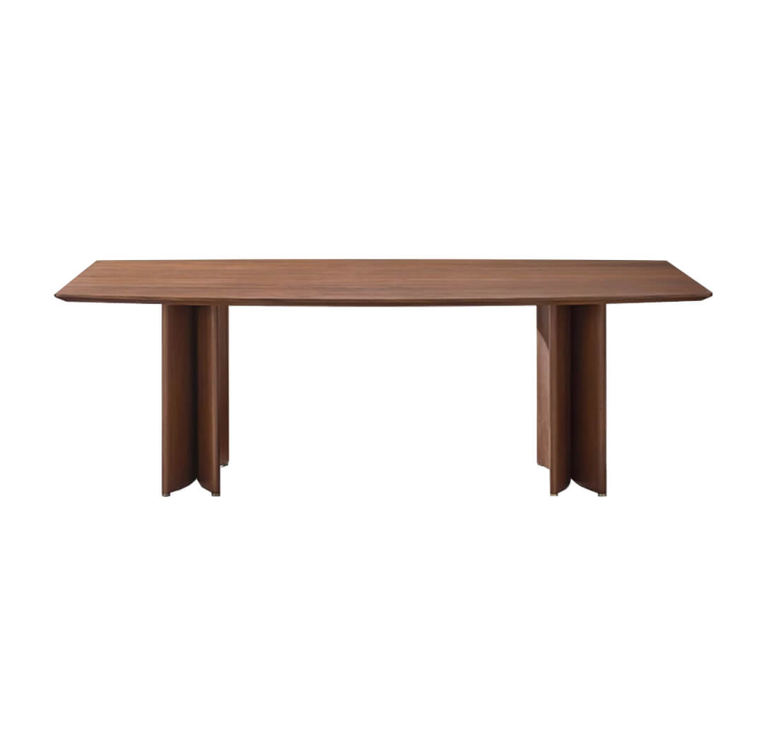 Nora walnut veneer dining table front view