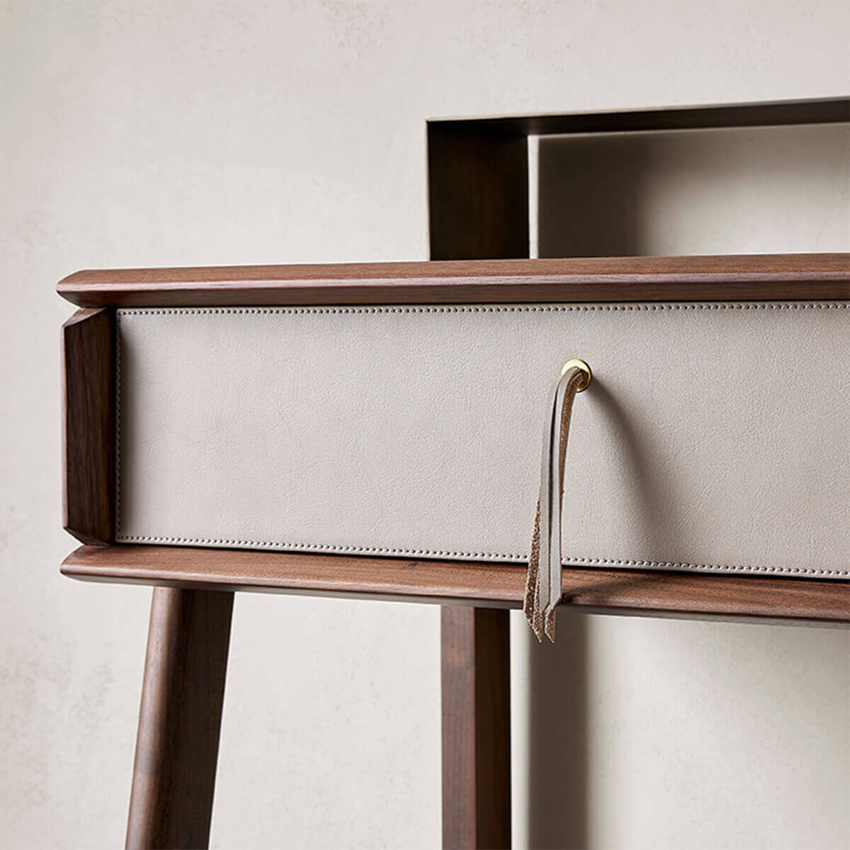 Nora dressing table leather-front drawer detail