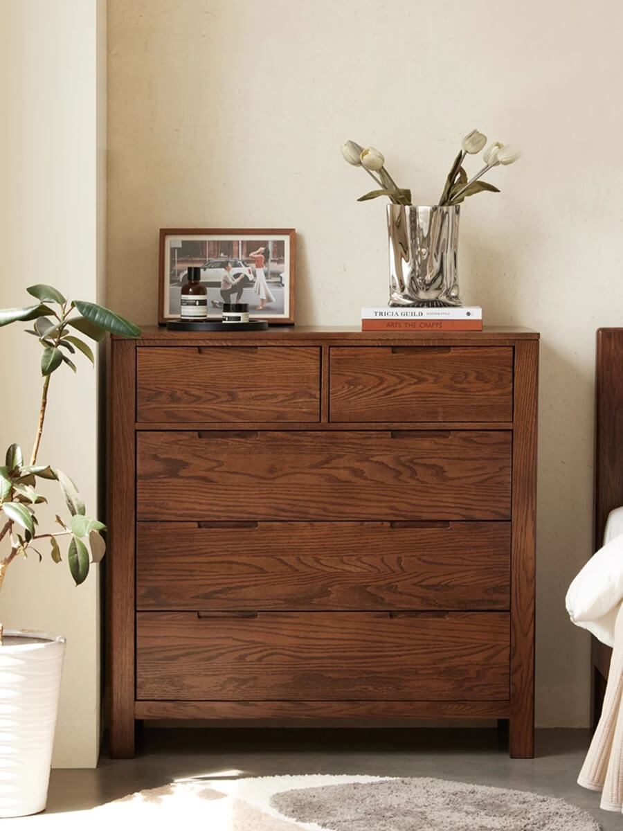 Norway 5 Drawer Tallboy in Walnut Stained Oak
