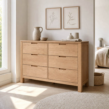 Norway Solid Oak Chest of Drawers 6 Drawer Natural Oak Main View