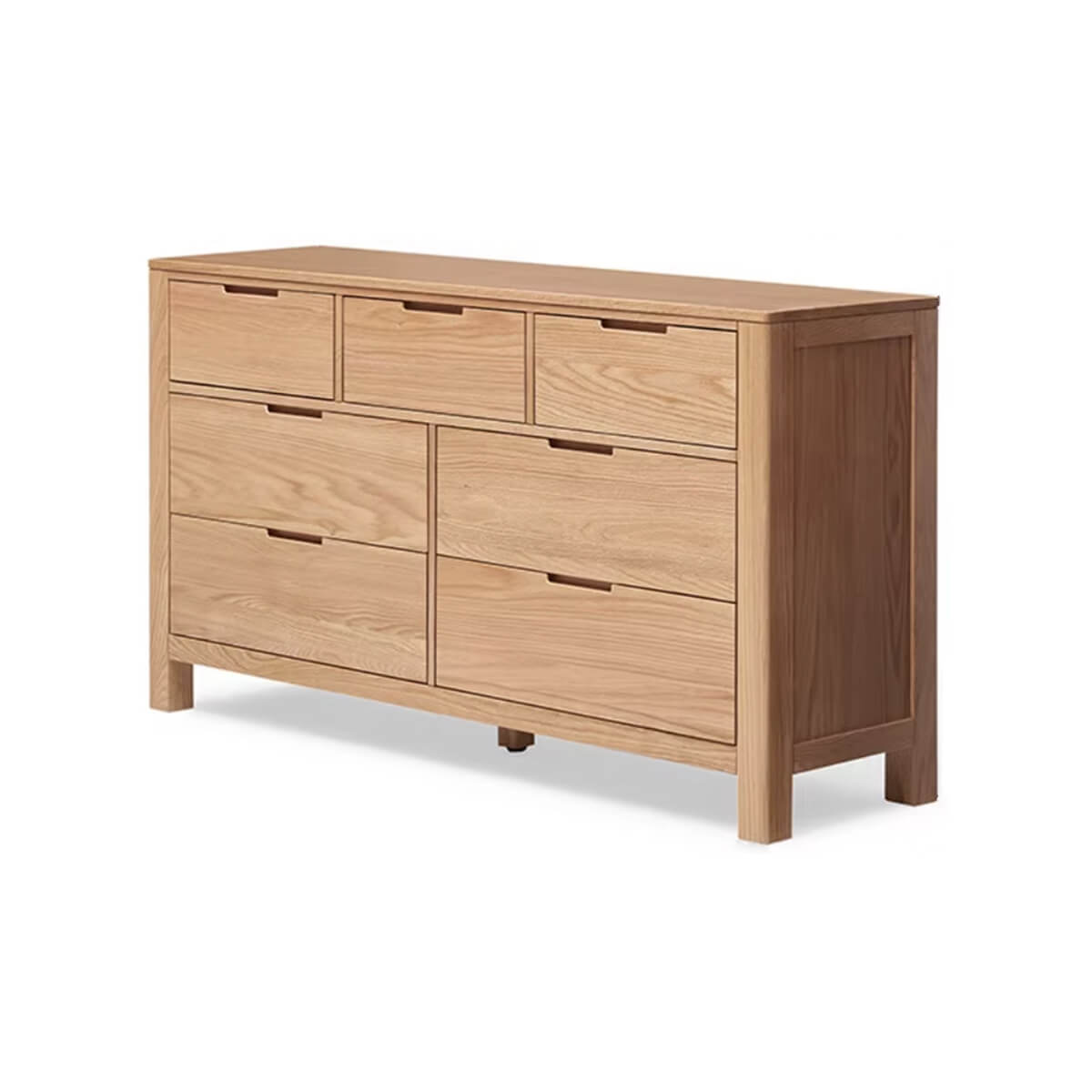 Norway 7 Drawer Lowboy in Natural Oak Front View white ground