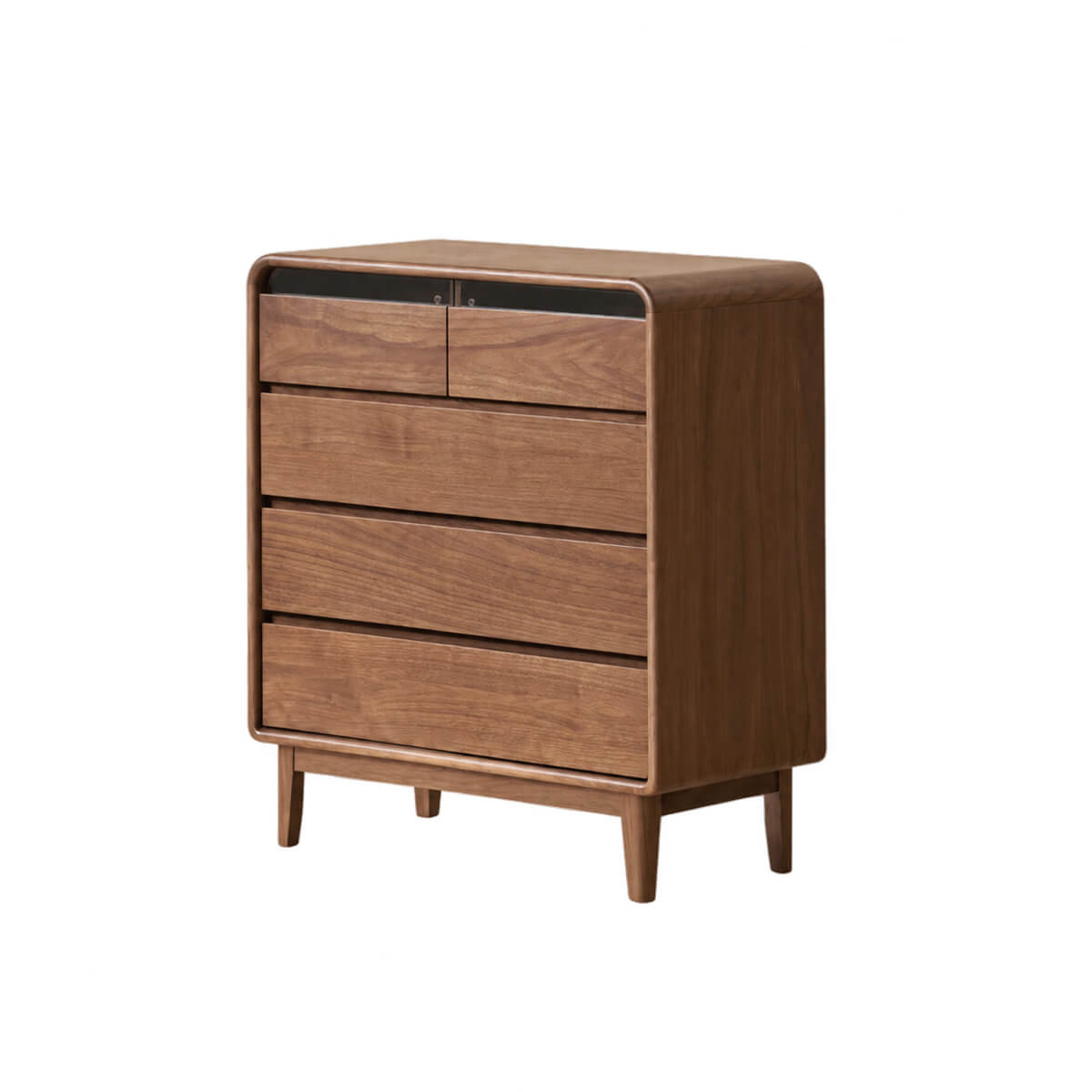 Norwich Solid Walnut Chest of Drawers – 5-drawer tallboy on a white background