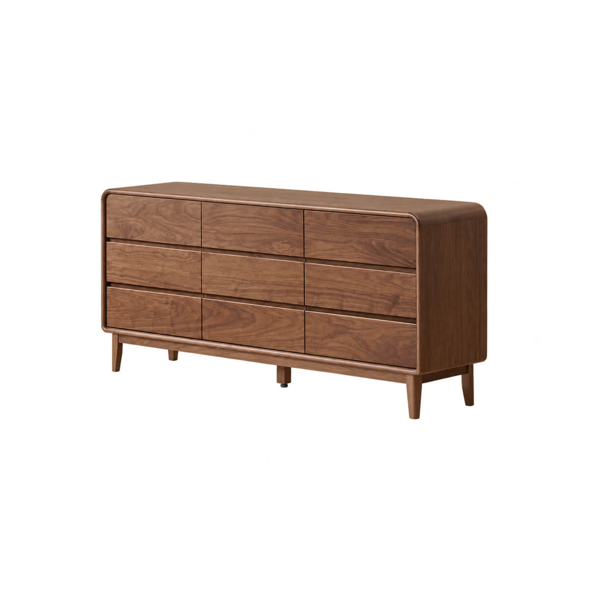 Norwich Solid Walnut Chest of Drawers – 9-drawer wide dresser with natural walnut grain