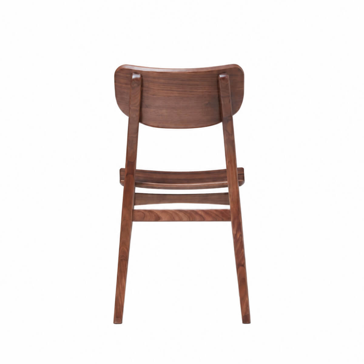 Oden Solid Walnut Dining Chair rear view showing solid walnut frame