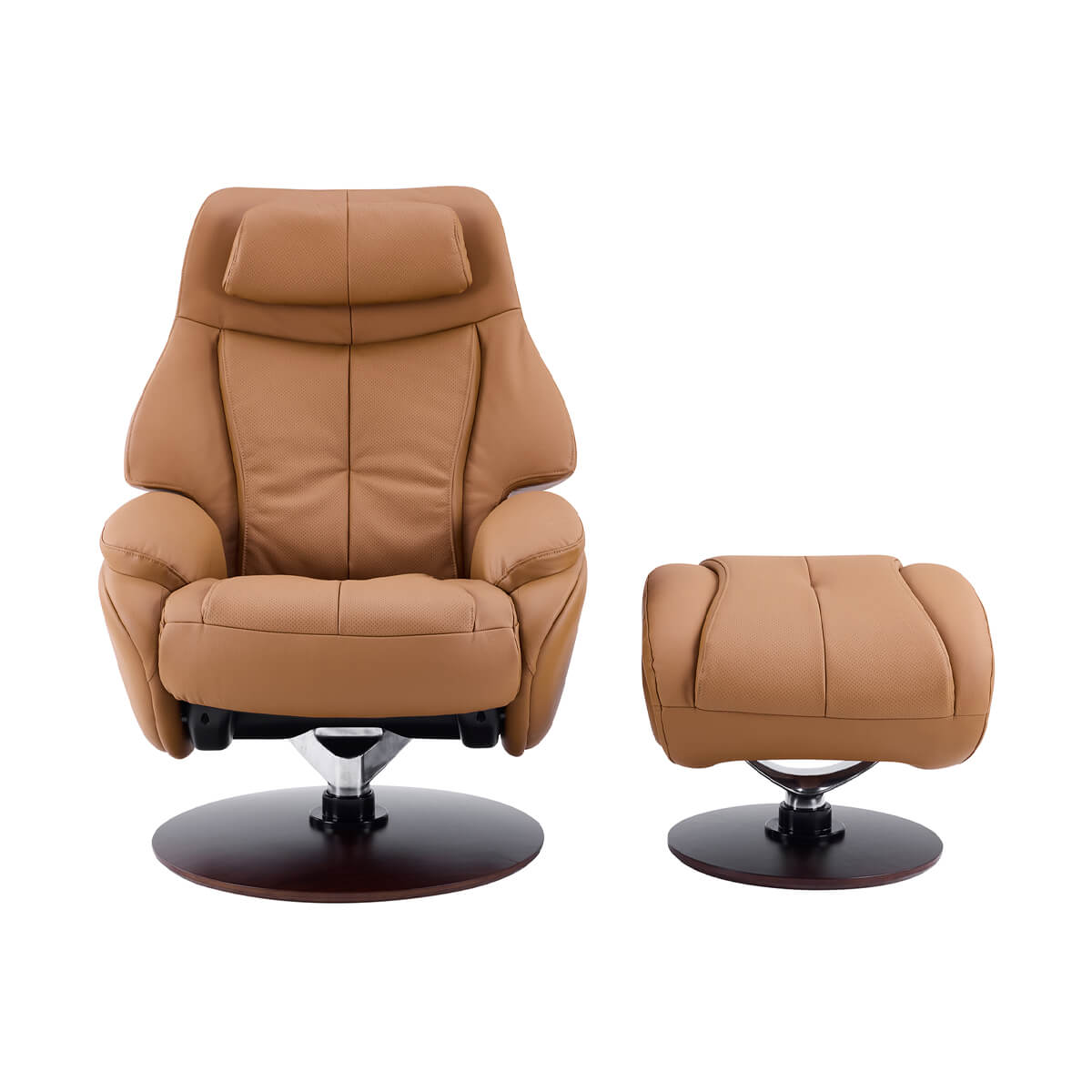 Front view of Odense recliner chair with matching ottoman
