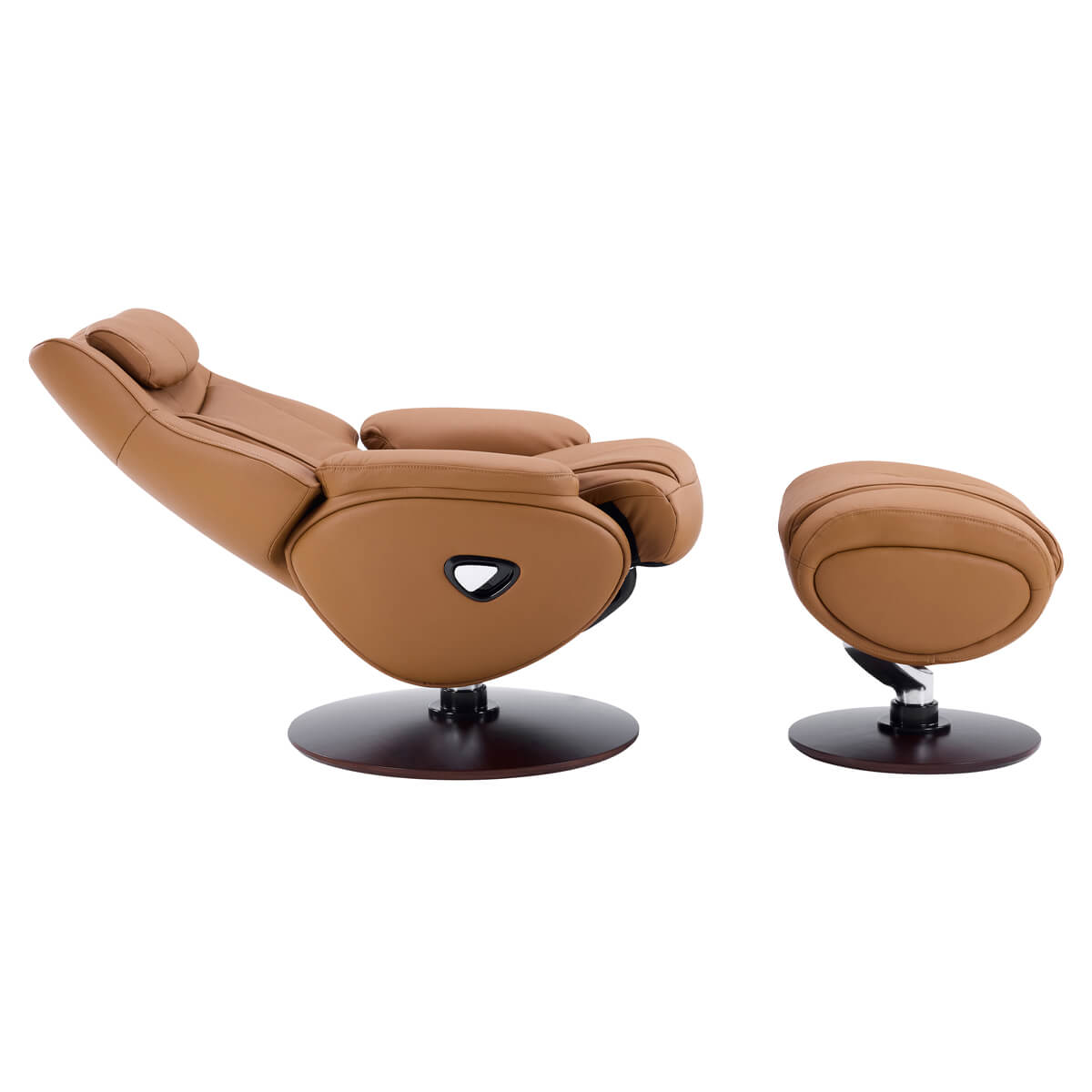 Odense recliner chair fully reclined with matching ottoman