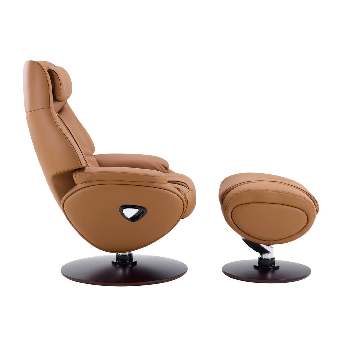Side view of Odense recliner chair with ottoman