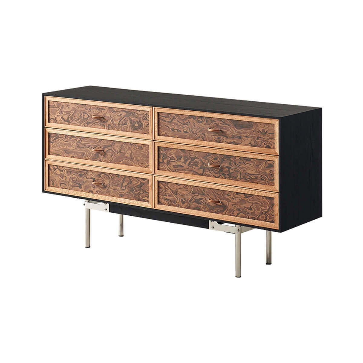 Orven 6 drawer chest of drawers with metal legs