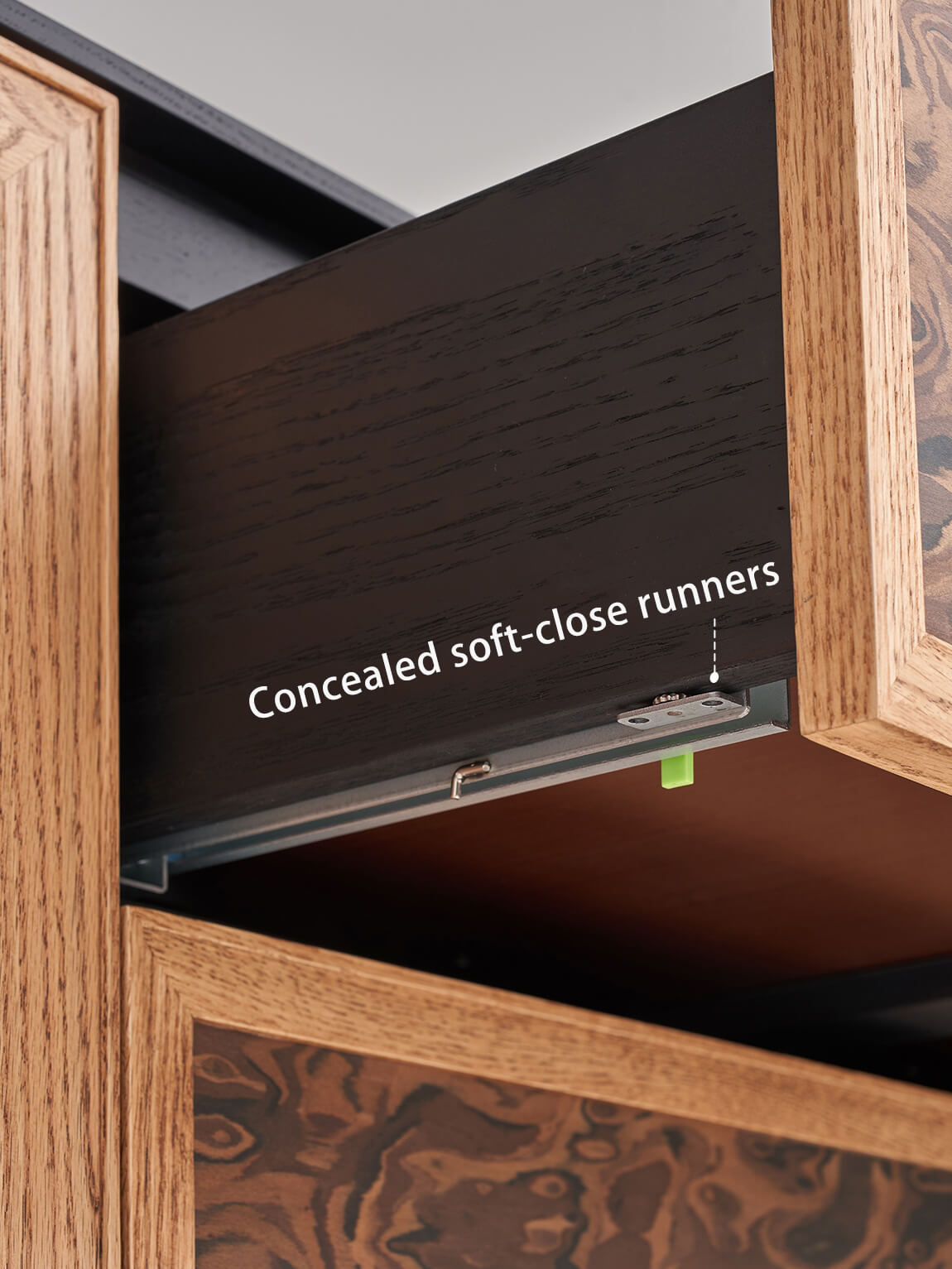 Concealed soft-close drawer runners on Orven TV Unit