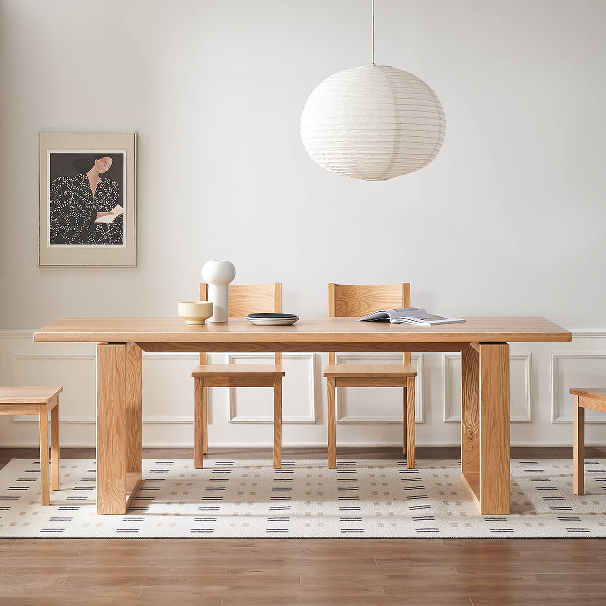 Oscar Solid Oak Dining Table with matching oak dining chairs