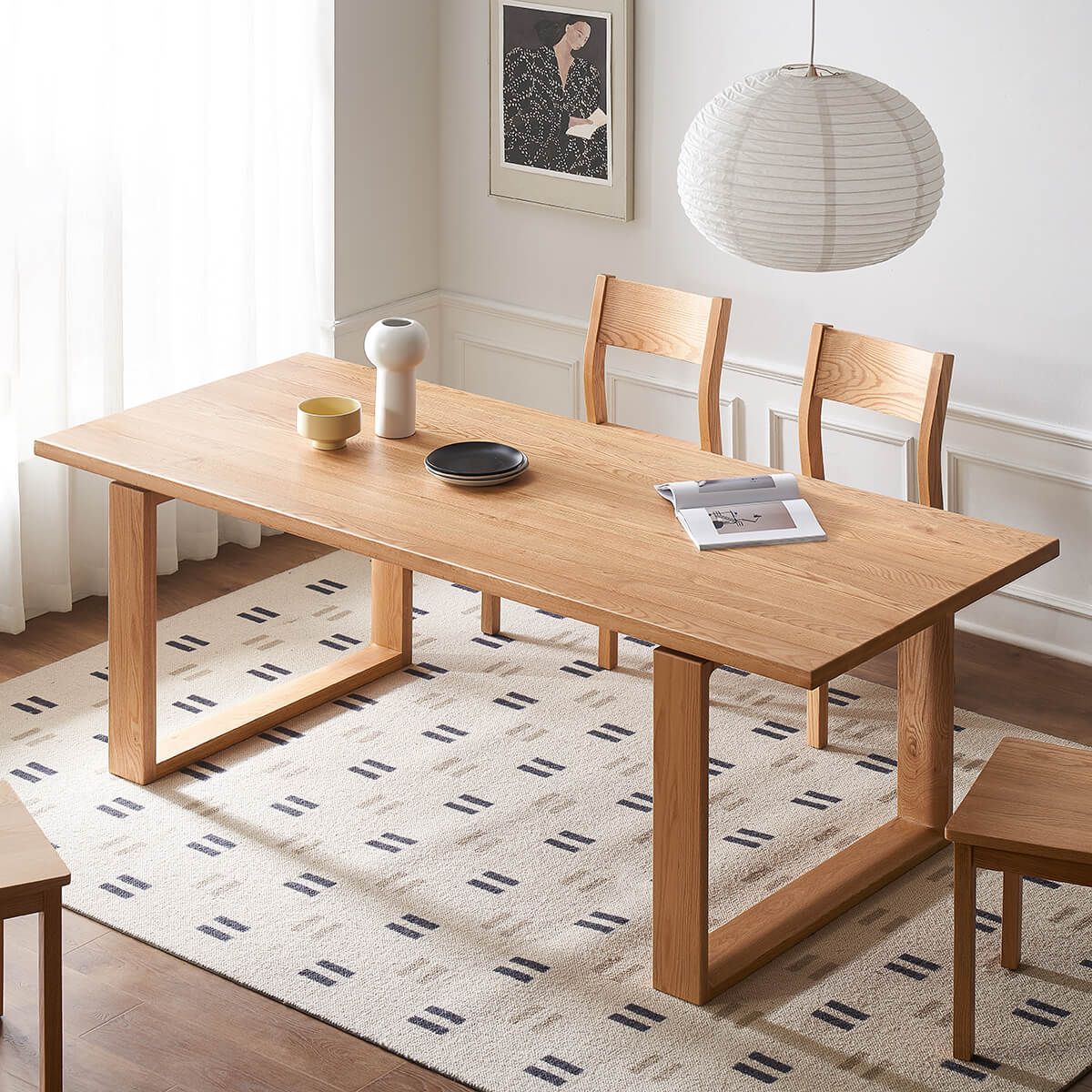 Oscar Solid Oak Dining Table in a contemporary dining room