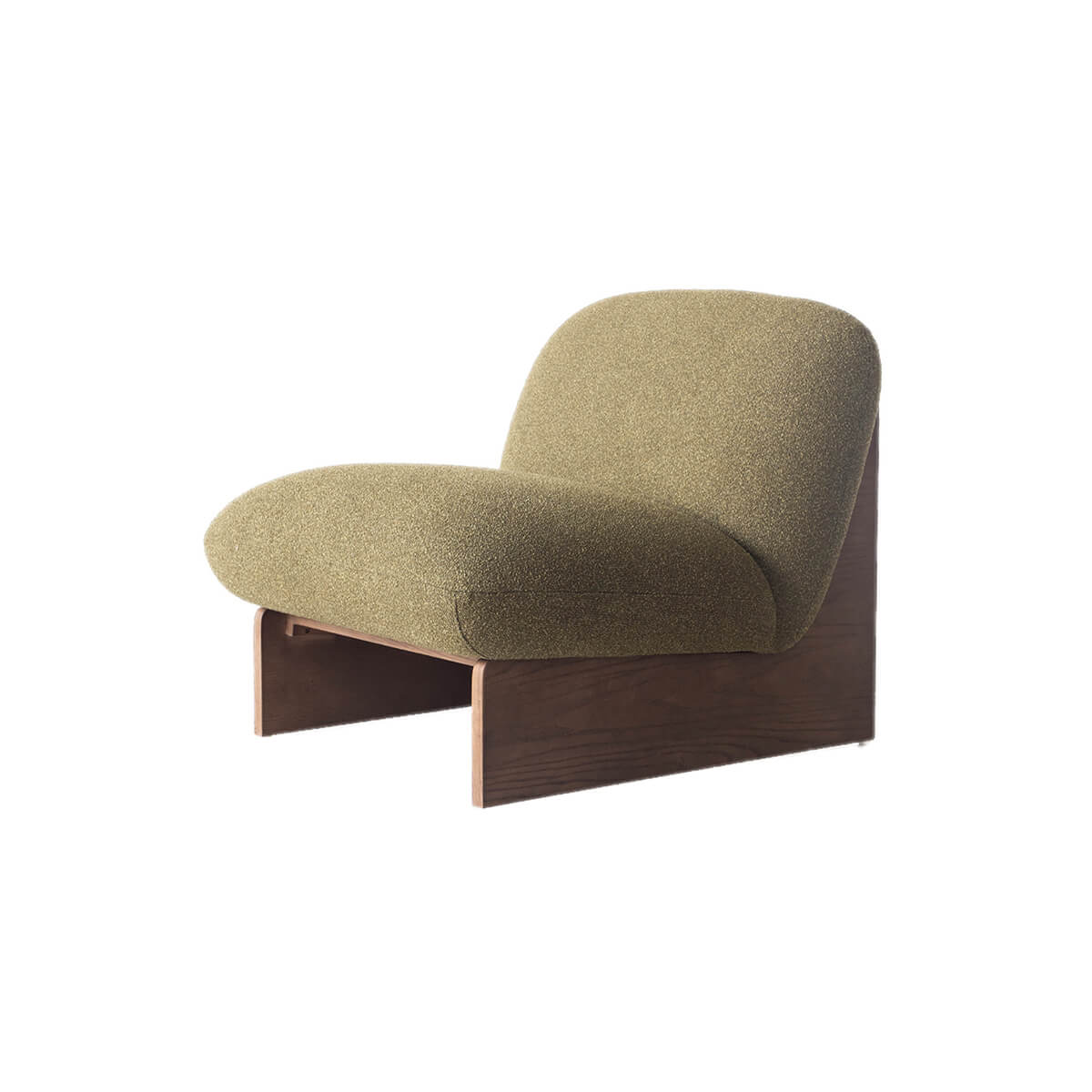 Pebble Accent Chair featuring a sculptural timber base and upholstered seat