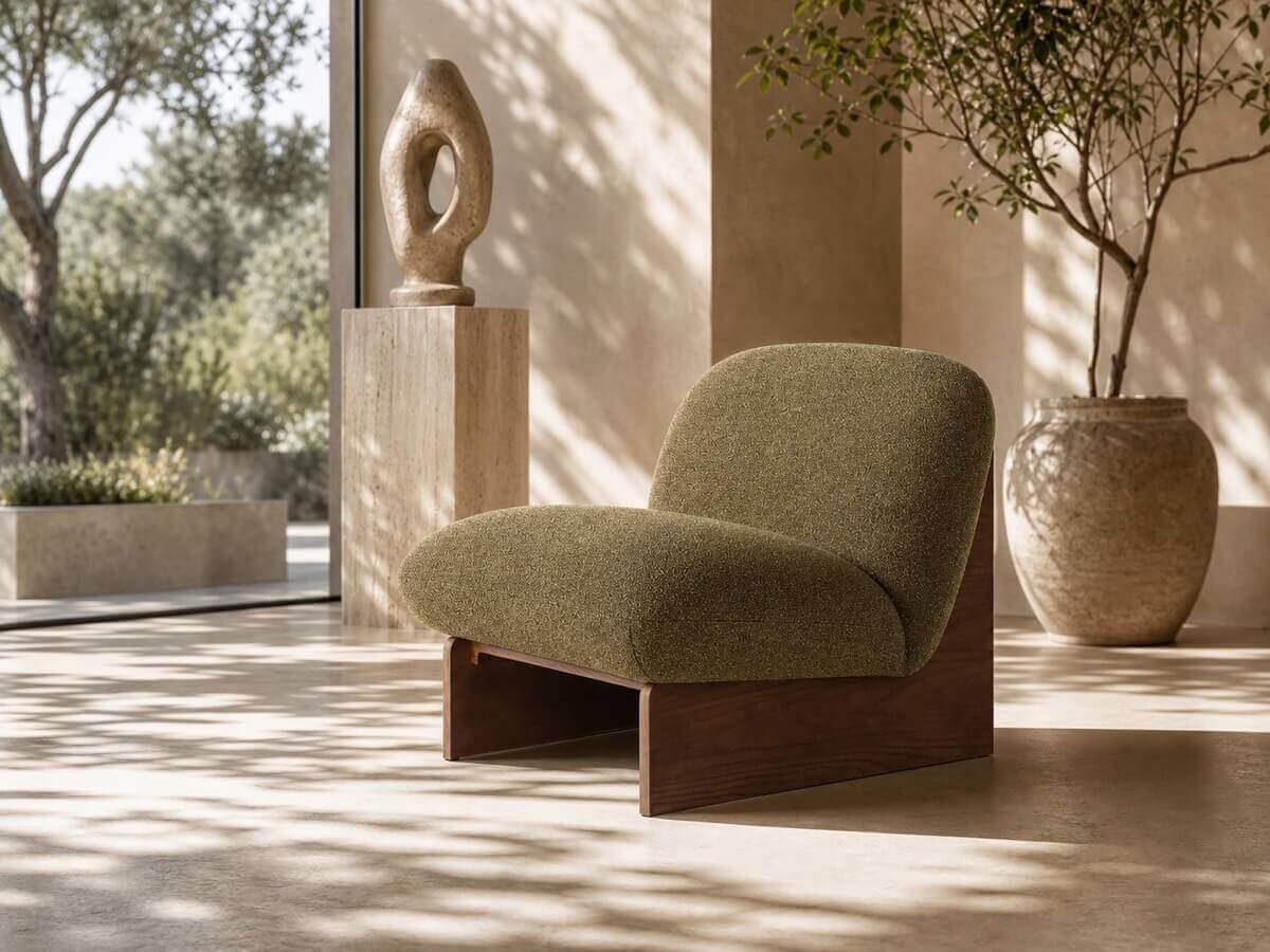 Pebble Accent Chair styled in a modern Australian living room with natural light