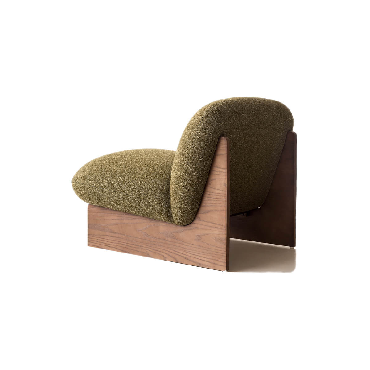 Pebble Accent Chair viewed from the rear angle highlighting its sculptural silhouette