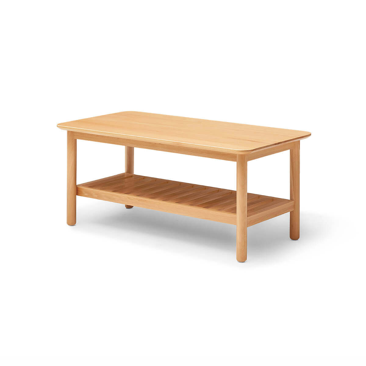 Portland Solid Beech Coffee Table with open storage shelf
