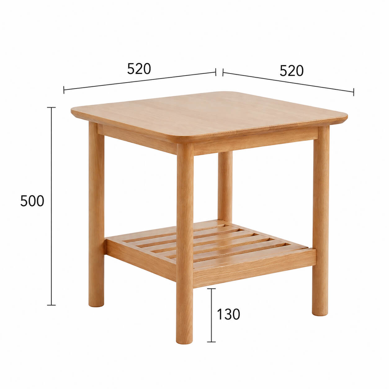 Portland Solid Beech Side Table dimensions 52cm x 52cm x 50cm