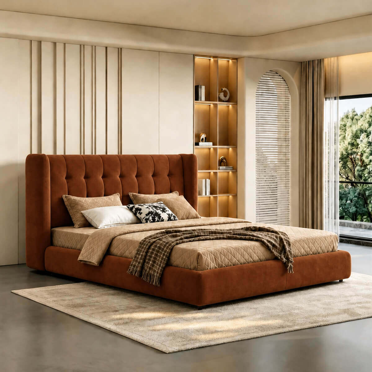 Ravenna upholstered bed frame in WC-24 soft-touch upholstery