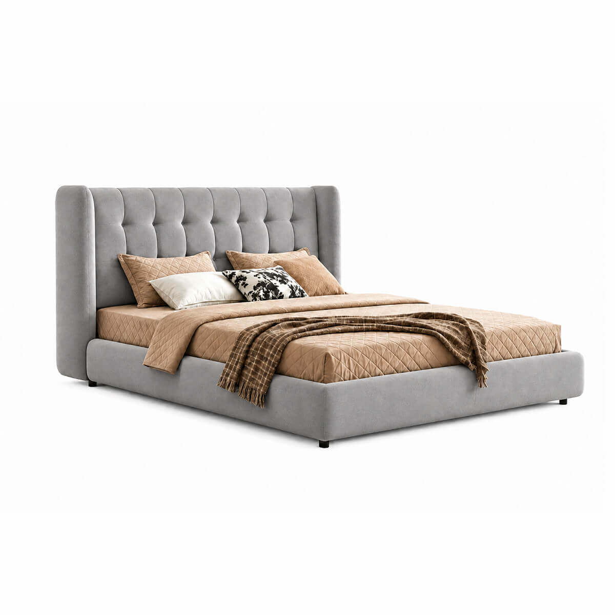 Ravenna WC-26 upholstered bed frame front three-quarter view