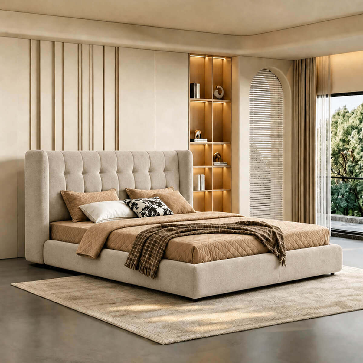 Ravenna upholstered bed frame in WC-5 soft-touch fabric