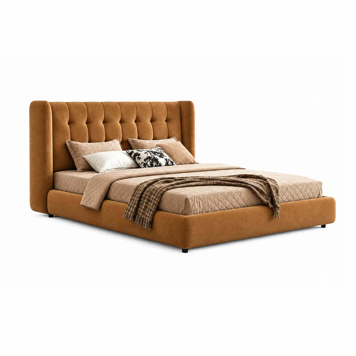Ravenna WC-7 upholstered bed frame front three-quarter view