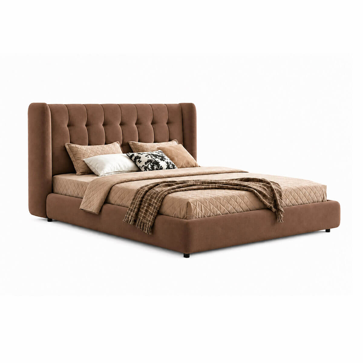 Ravenna WC-8 upholstered bed frame front three-quarter view