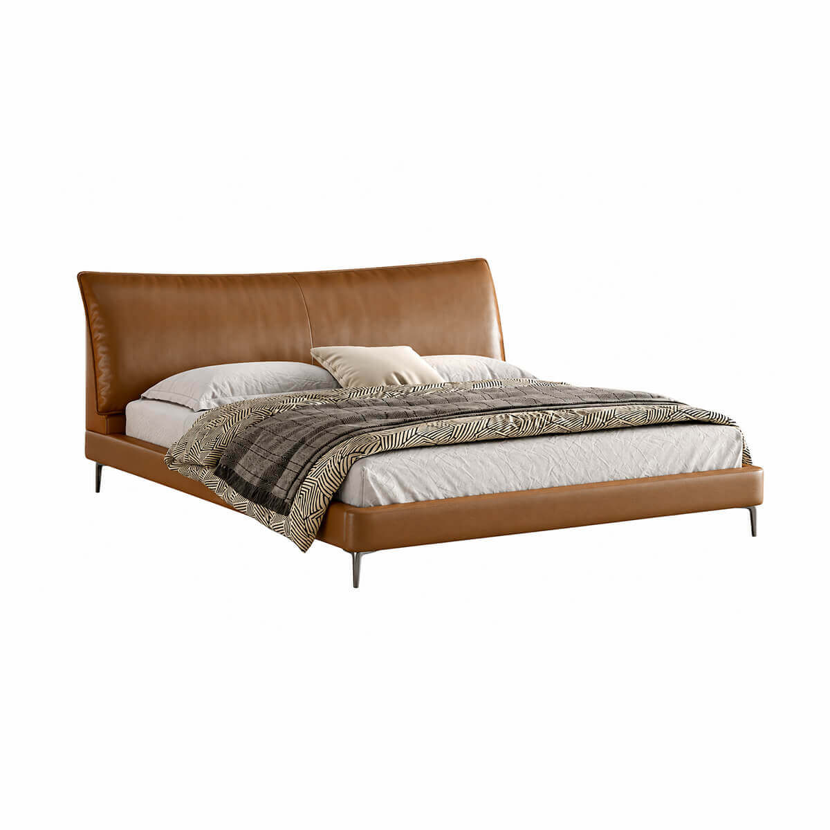 Reno Top-Grain Leather Bed Frame on white background