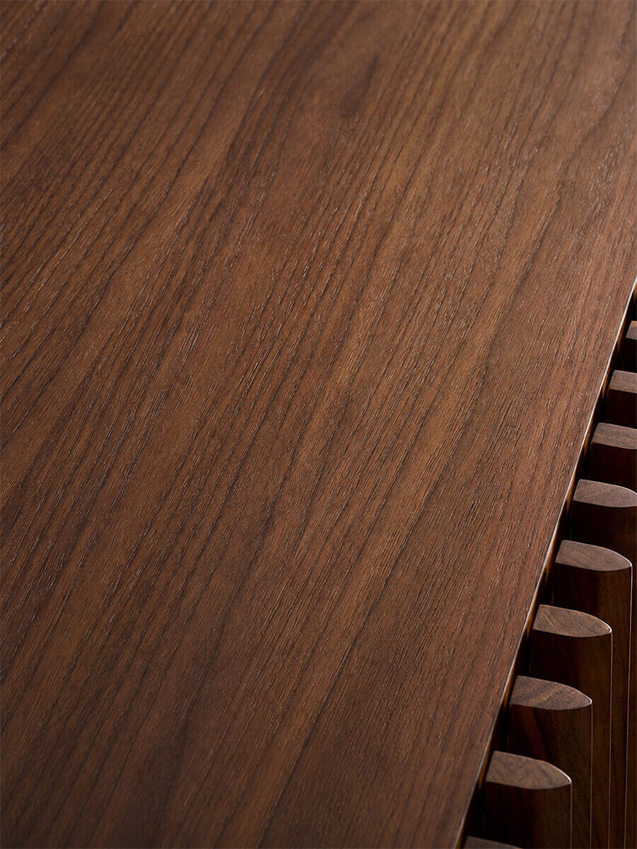 Close-up of premium North American solid walnut wood grain
