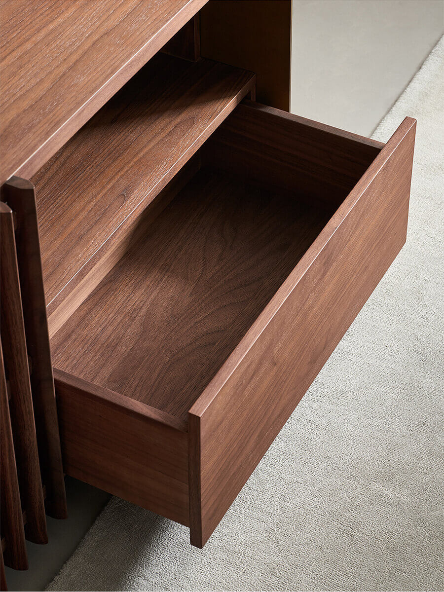 Spacious drawer storage of the Rhythm Walnut TV Unit